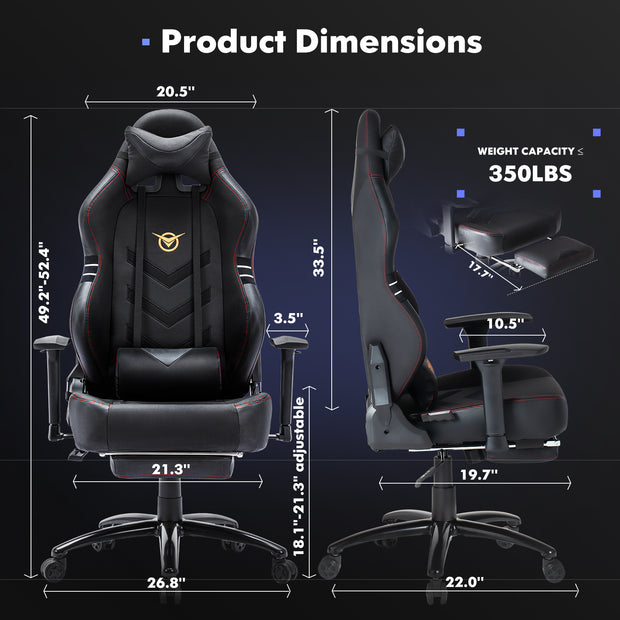 Tall Gaming Chair 350lbs Racing Computer Gaming Chair